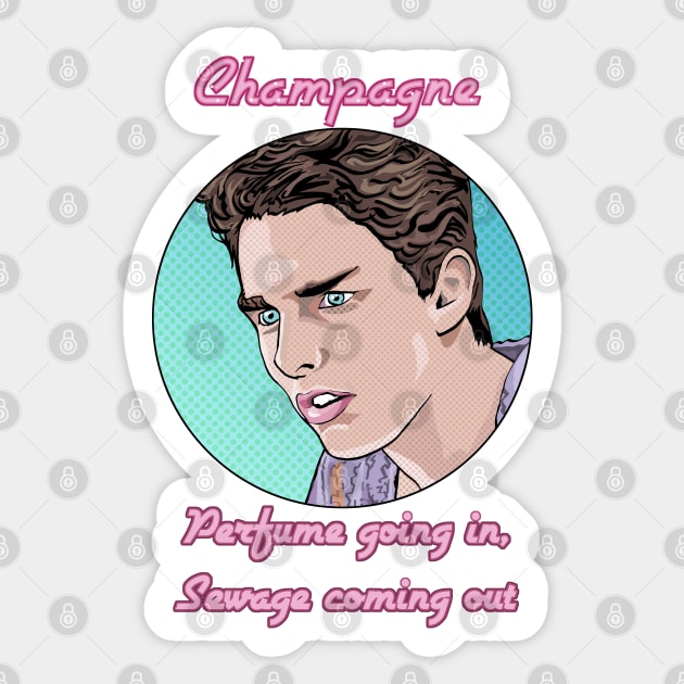 Champagne - diagnosis by an 80s bartender Sticker by FanboyMuseum